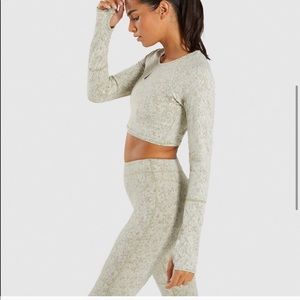 Gymshark Light Beige Long Sleeve Crop Top